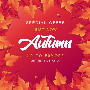 Düşen sonbahar yaprakları ile soyut vektör çizim sonbahar satış arka plan