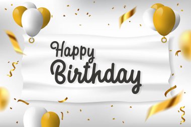 Hava Balonlu doğum günü zarif tebrik kartı