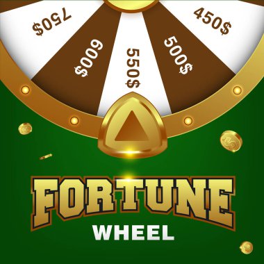 Gerçekçi 3D dönen şans çarkı, şanslı rulet vektör çizimi