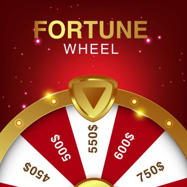 Gerçekçi 3D dönen şans çarkı, şanslı rulet vektör çizimi