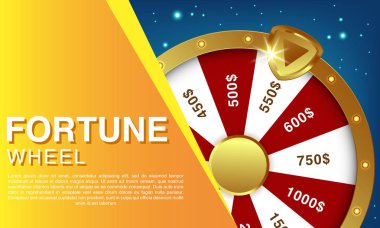 Gerçekçi 3D dönen şans çarkı, şanslı rulet vektör çizimi