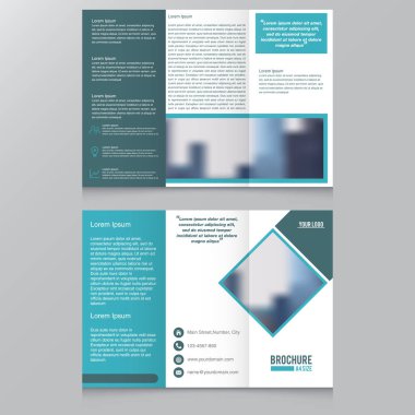Broşür mavi renklerde arka ve ön görünüm