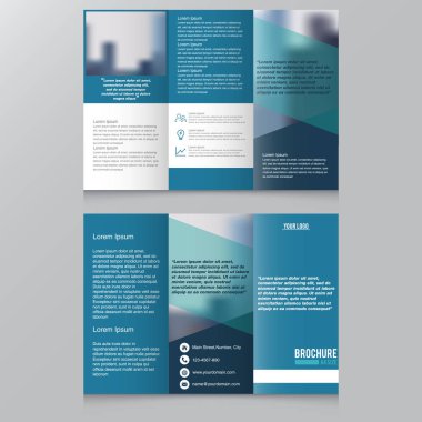 Broşür mavi renklerde arka ve ön görünüm
