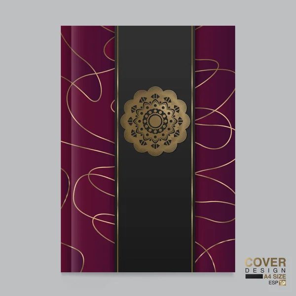 Burgundy Book Cover Golden Decoration — Stock Vector