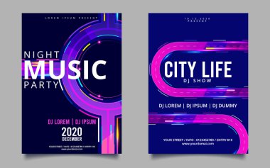Dans Kulübü Yaz Partisi Broşür Şablonu. Club Party Banner tasarımı. Vektör illüstrasyonu