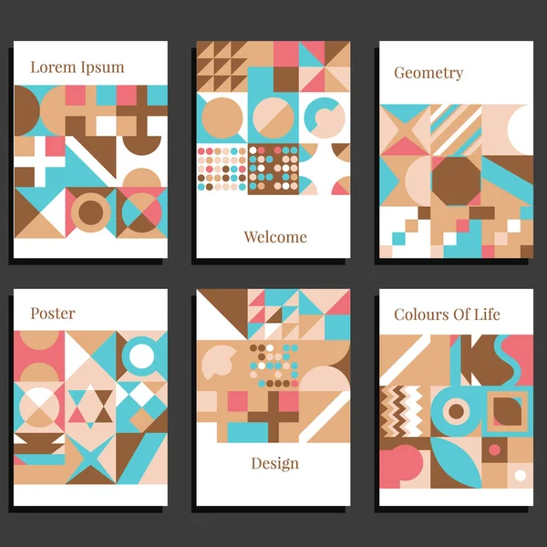 Set van geometrische afdekkingen. Collectie van coole vintage covers. Abstracte vormen composities. Vectorillustratie — Stockvector