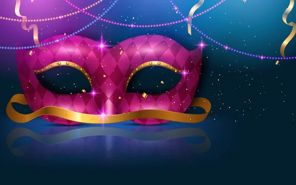 Mardi Gras máscara, cartaz colorido, modelo, folheto com lugar para o texto. Ilustração vetorial — Vetor de Stock