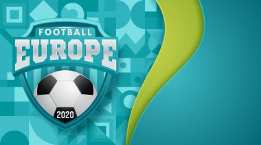 Avrupa Futbol Şampiyonası. 2020 Soyut Turkuaz dinamik arka plan futbol afişi. Vektör illüstrasyonu