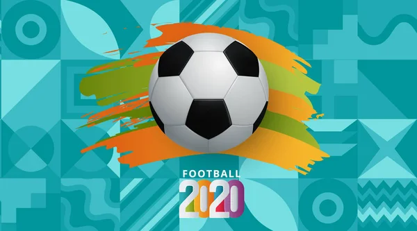 Διανυσματική απεικόνιση. Ευρωπαϊκό κύπελλο ποδοσφαίρου 2020. μπάλα γραφιστική σχεδίαση σε ένα τυρκουάζ φόντο. Εικονογράφηση διανύσματος — Διανυσματικό Αρχείο