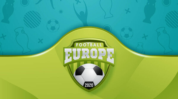Soccer European championship. 2020 Abstract Turquoise dynamic background soccer banner Football. Vector illustration