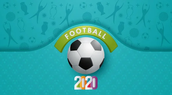 Campeonato Europeo de Fútbol. 2020 Resumen Banner de fútbol de fondo dinámico turquesa Fútbol. Ilustración vectorial — Vector de stock