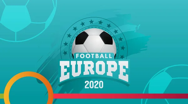 Vector illustration. European football cup 2020. ball graphic design on a Turquoise background. Vector illustration — Stock Vector