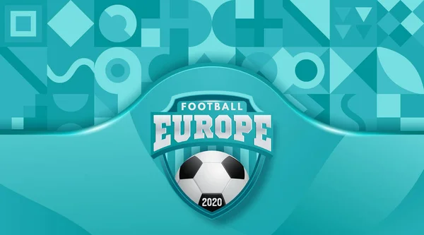 Vektör İllüstrasyonu. 2020 Avrupa Futbol Kupası. Mavi bir arka planda logo gerçekçi futbol topu. Vektör illüstrasyonu — Stok Vektör