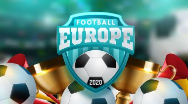 futbol 2020 dünya şampiyonası kupası arka plan futbol. Vektör çizimi