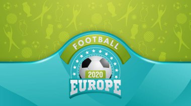 Avrupa Futbol Şampiyonası. 2020 Soyut Turkuaz dinamik arka plan futbol afişi. Vektör illüstrasyonu