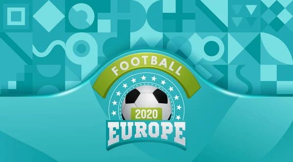 Ilustración vectorial. Copa europea de fútbol 2020. diseño gráfico de pelota sobre fondo turquesa. Ilustración vectorial — Vector de stock