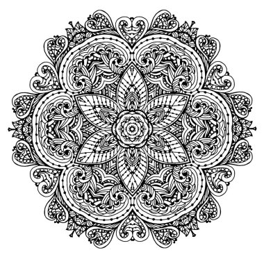 Siyah ve Beyaz dairesel desen mandala vektör görüntü.