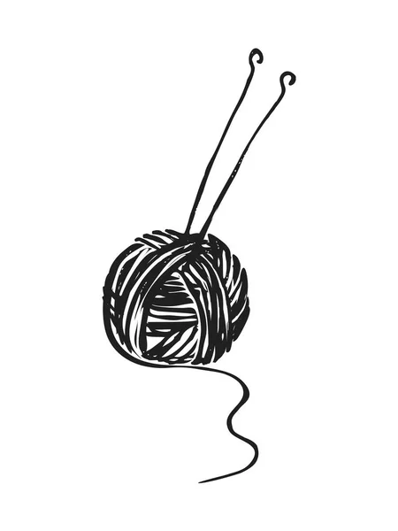 Image vectorielle d'une boule de fil et d'aiguilles à tricoter . — Image vectorielle