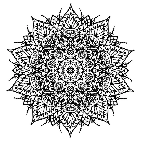 Imagen vectorial de un mandala circular en blanco y negro . — Archivo Imágenes Vectoriales