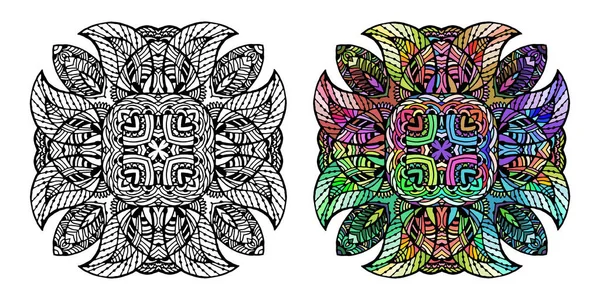 Vektor-Bilder von Schwarz-Weiß und einem dekorierten Mandala. — Stockvektor