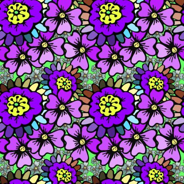 vektör grafiği, sanatsal, stilize çiçek seamless modeli görüntü