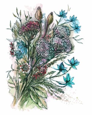 Bir buket çiçeğin vektör çizimi