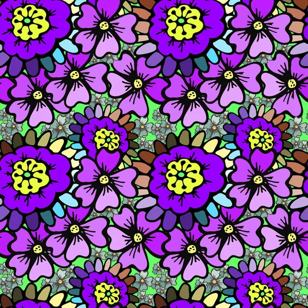 Vector Graphic Artistic Stylized Image Floral Seamless Pattern — Stock Vector