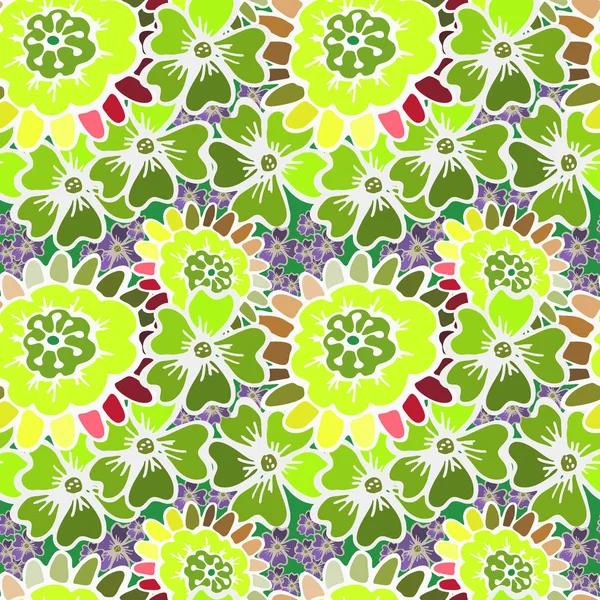 Flowers Seamless Pattern Background - Illustration — Stock Vector
