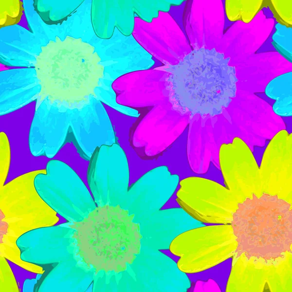 Διακοσμητικό μοτίβο απρόσκοπτη ακουαρέλα λουλούδι χαμομήλι — Διανυσματικό Αρχείο