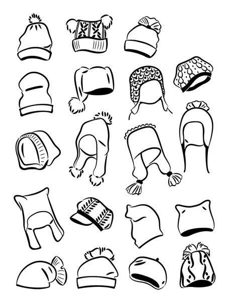 Contornos de sombreros para niñas — Vector de stock