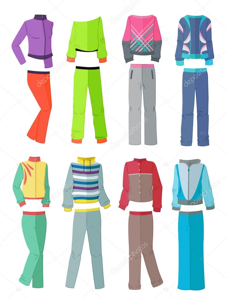Women's tracksuits in flat design 