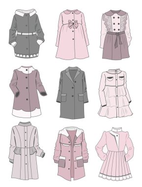 Gentle coats for little girls  clipart