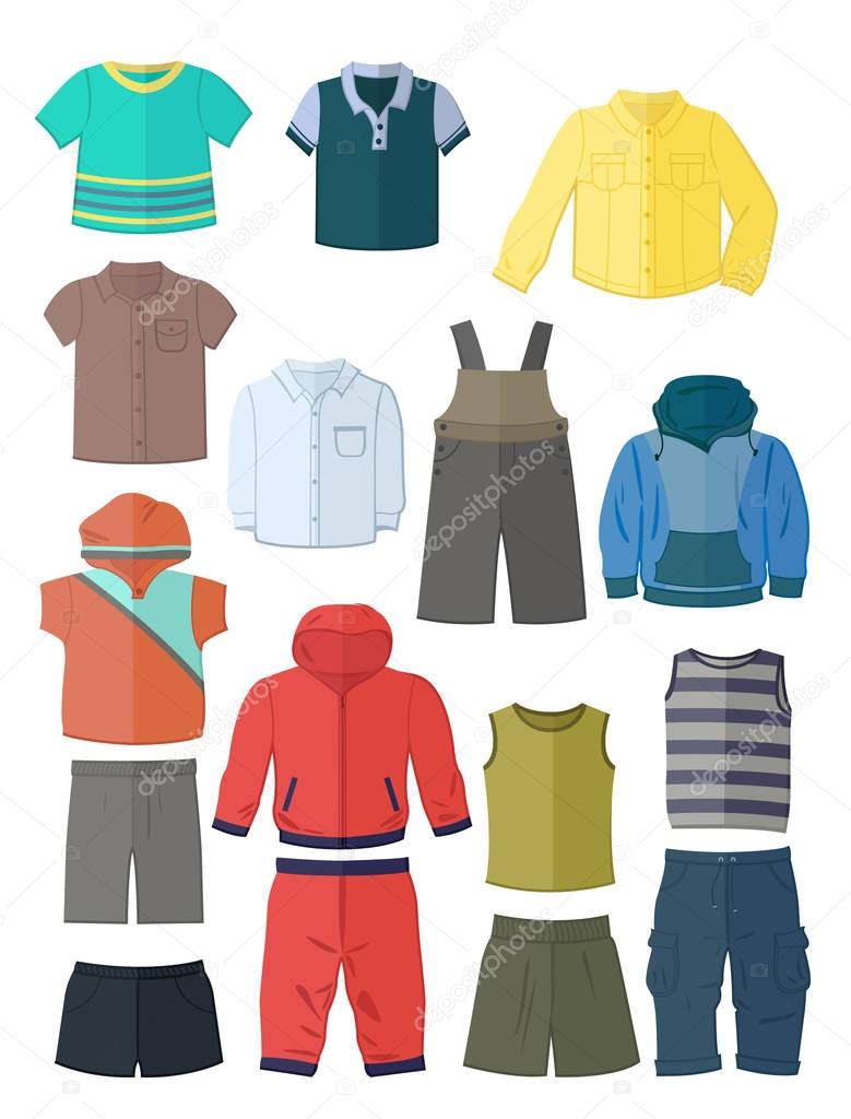 Clothing for little boys in flat design