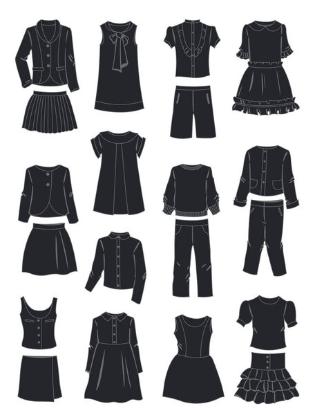 Silhouettes of school clothes for girls 
