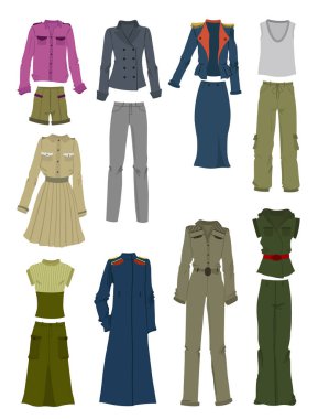 Clothing with elements of military style  clipart