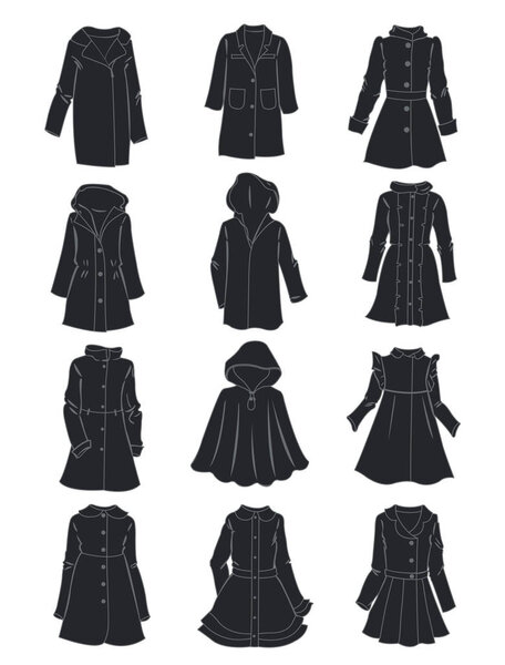 Silhouettes of coats for little girls