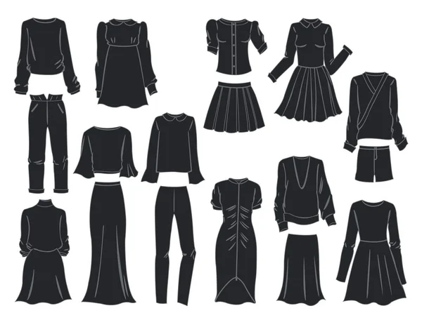 Силуэты женской одежды — стоковый вектор