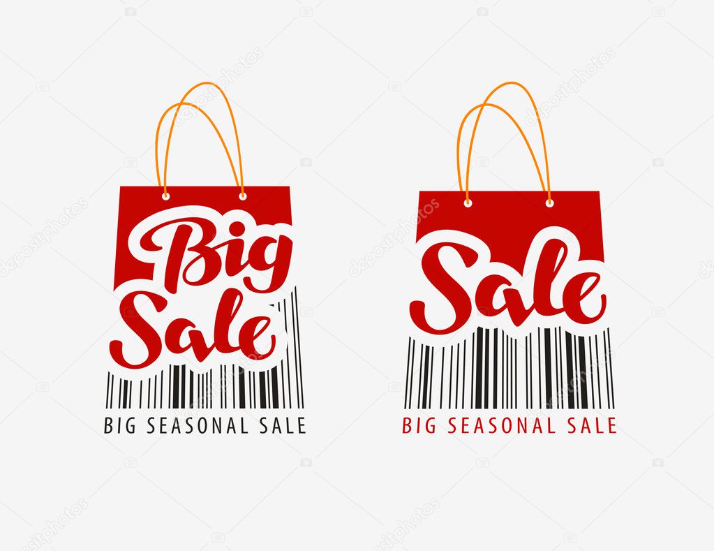 Sale. Shopping bag with bar code. Vector illustration