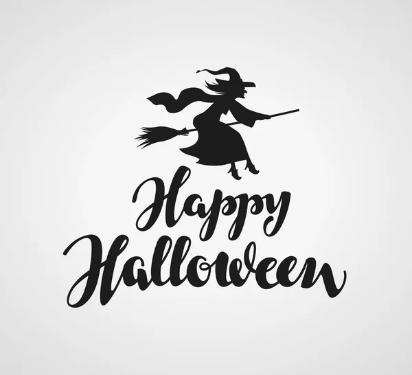 Feliz Halloween escrito a mano. Elemento caligráfico vectorial para tarjeta de felicitación — Vector de stock