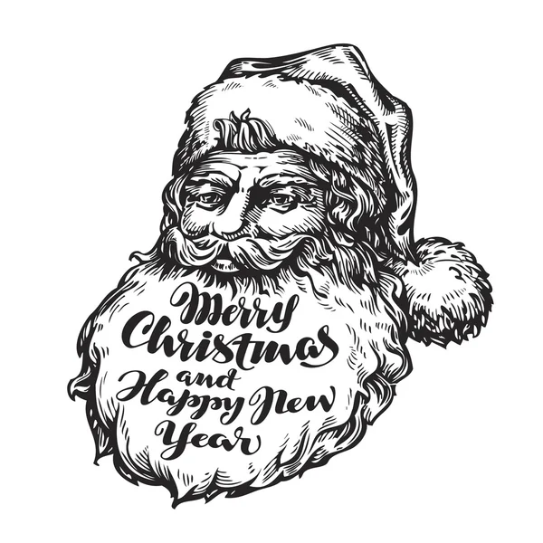 サンタ クロースのベクトル。メリー クリスマスと新年あけましておめでとうございます — ストックベクタ