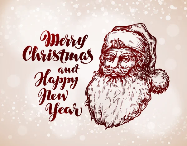 Kerst vintage wenskaart. Santa Claus vectorillustratie — Stockvector