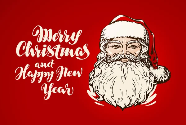 Prettige kerstdagen en gelukkig Nieuwjaar, banner. Santa Claus cartoon — Stockvector
