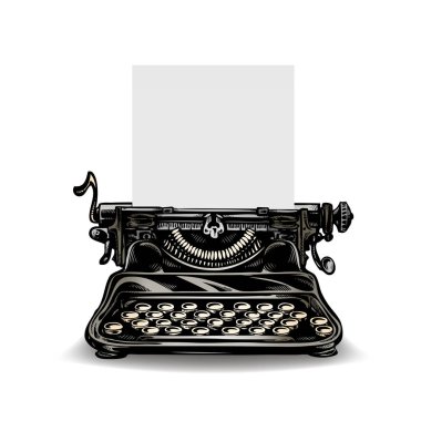 Vintage typewriter isolated on white background. Vector illustration clipart