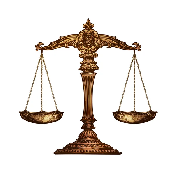 Schalen van Justitie geïsoleerd. Vectorillustratie — Stockvector