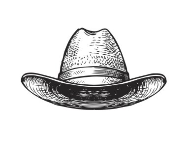 Şapka çiftçi, bahçıvan veya kovboy. Sketch vektör