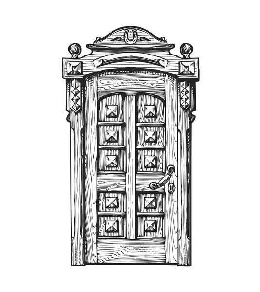 Porta vintage desenhada à mão. Desenho ilustração vetorial — Vetor de Stock