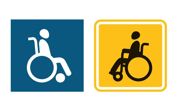 Engelli işareti simgesi. Adam tekerlekli sandalyede. Özürlü geçersiz simge — Stok Vektör