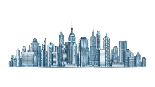 De skyline van de stad. Vectorillustratie geïsoleerd op witte achtergrond — Stockvector