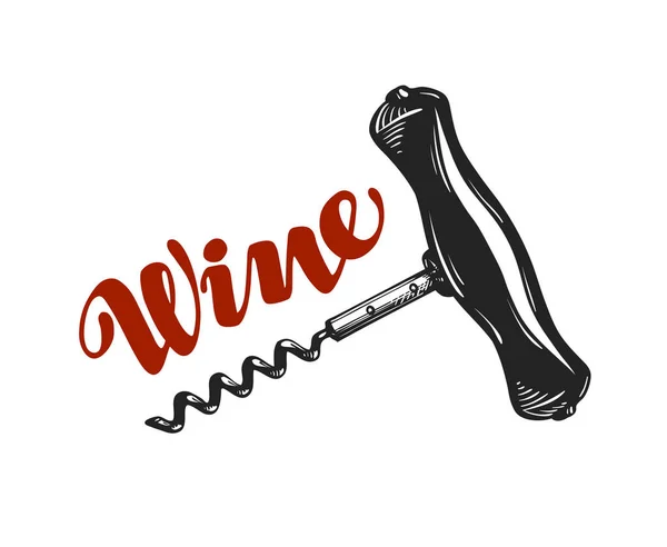 ワインのベクトルのロゴ。コルク抜き、ワイナリーのアイコンまたはシンボル — ストックベクタ