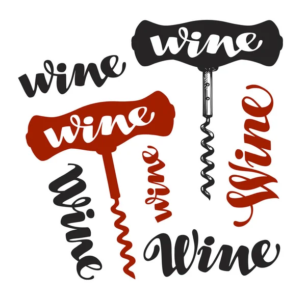 Wine corkscrew symbol. Winery icons. Vector illustration — Stock Vector